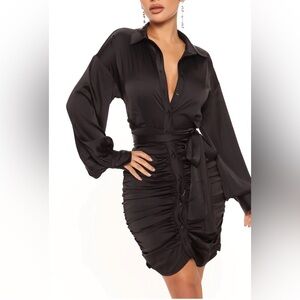 NEW WITH TAG Black Satin Dress